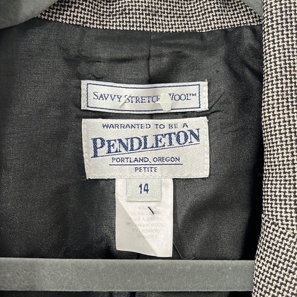 Vintage Pendleton Charcoal Gray Stretch Virgin Wool Two Button Twee-Style Blazer - Picture 2 of 4